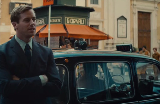 Illya in front of the Grand Hotel Plaza, via Corso, Rome, The Man from UNCLE (2015) film locations
