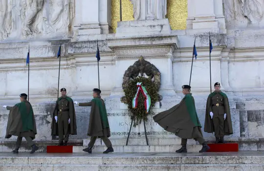 Changing of the Guard at the Monument of the Unknown Soldier at the altar of the Fatherland in Rome