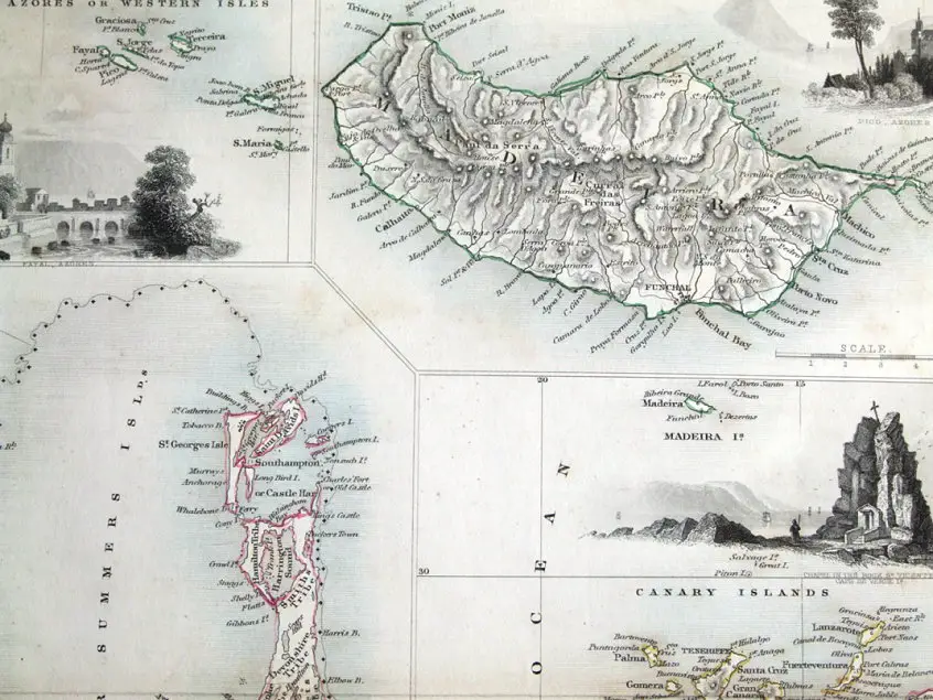 Azores antique map 1850