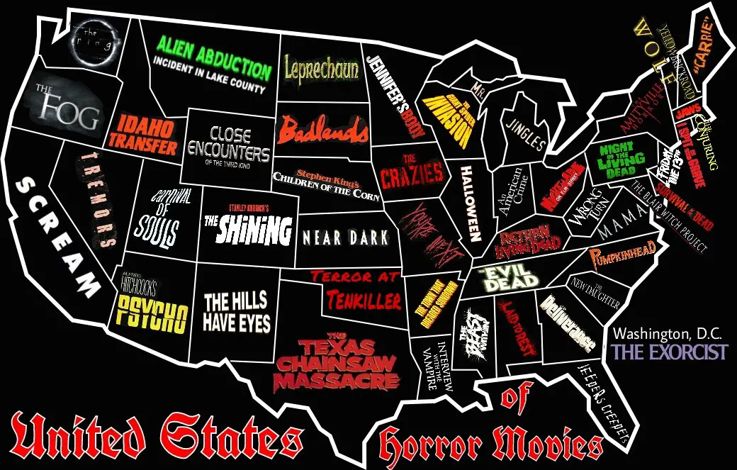 Thrilling Horror Movie Map of the United States!