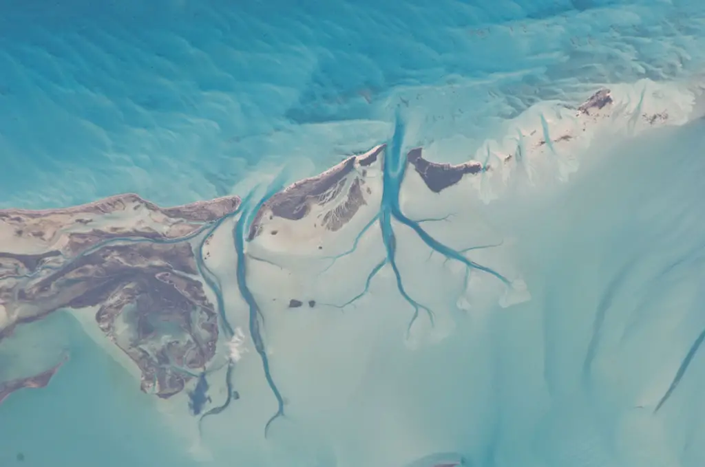 Aerial view of Long Island, Sandy Cay, Bahamas