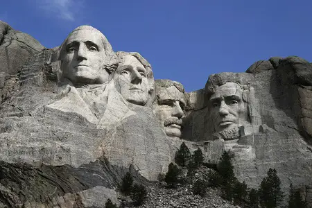 Mount Rushmore in South Dakota that Woody dismisses as 'unfinished'.